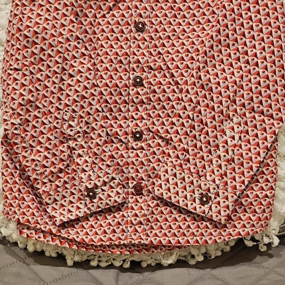 Next Boys Red and White Patterned Button Down Shirt